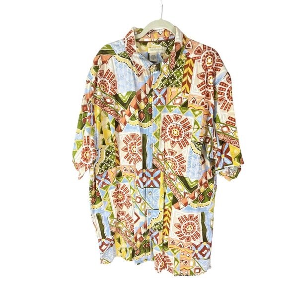 Territory Ahead XXL Tall Shirt Baja Floral Geometric Print 100% Cotton Colorful - Picture 1 of 6